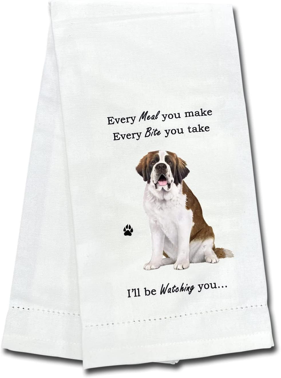 E&S Pets 711-50 Saint Bernard Dog Kitchen Towel, Off-white