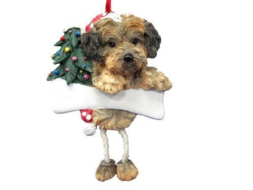 Yorkipoo Dog Dangling/Wobbly Leg Christmas Ornament