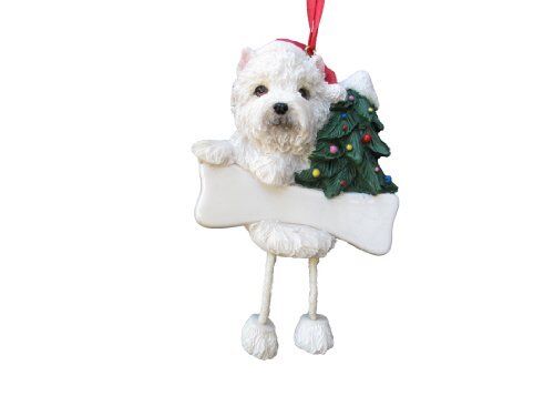 Westie Puppy Ornament with "Dangling Legs" Hand Painted and Easily Personalized