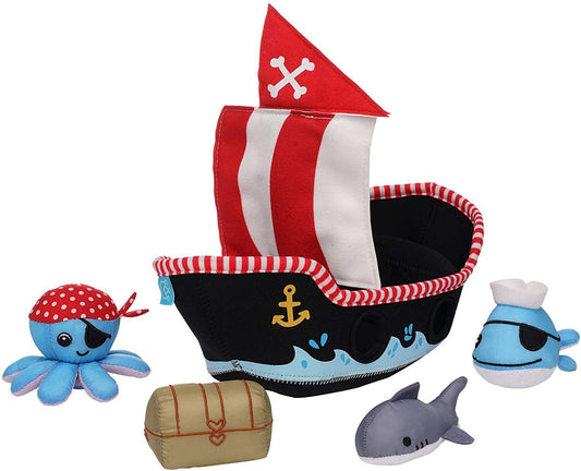 Manhattan Toy Neoprene Pirate Ship 5 Piece Floating Spill n Fill Bath Toy with
