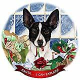Rat Terrier Black/White Dog Porcelain Ornament 'Santa. I Can Explain!'
