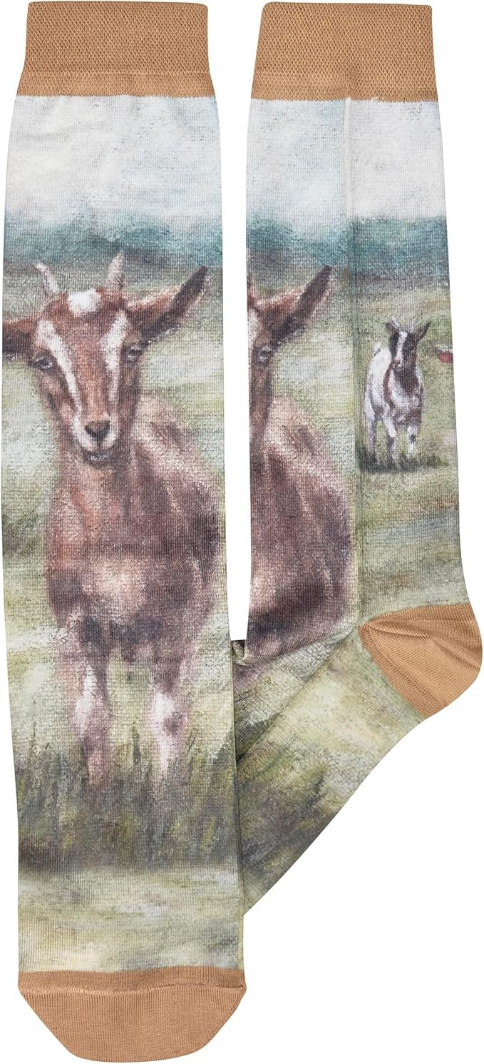 Primitives by Kathy -  Goat in a Field Socks, One Size, Unisex, Knee High