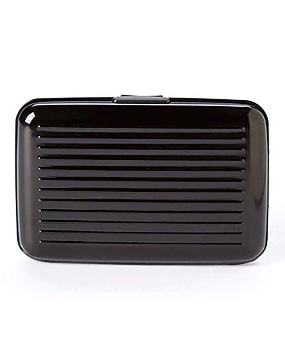 Stylish Shiny Black Armored Credit Card RFID Block Wallet and Cash Holder