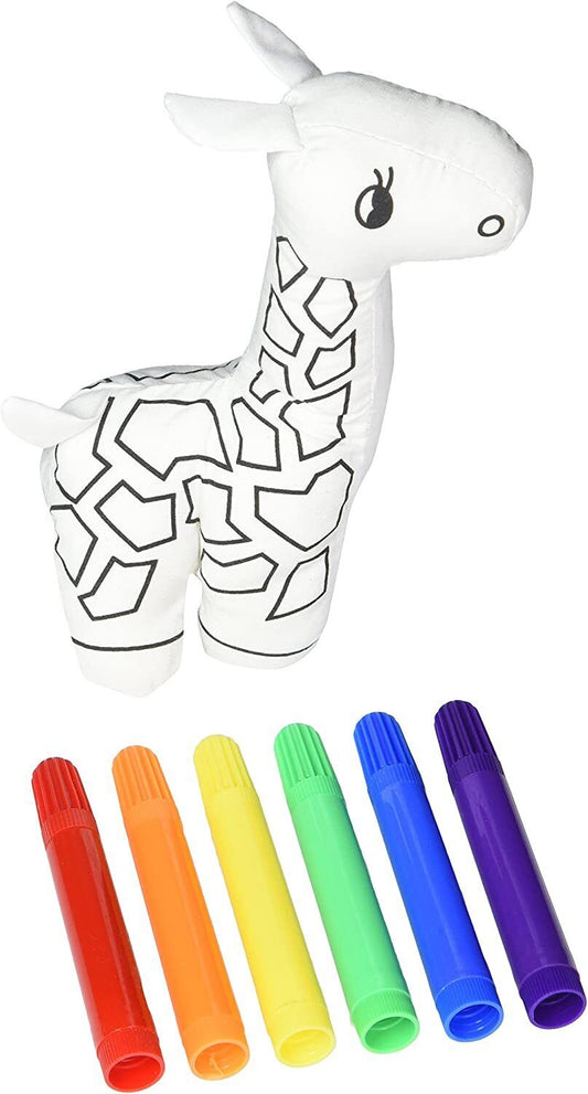 Ganz Giraffe Plush Mini Coloring Kit (7 Piece), Giraffe with 6 Markers