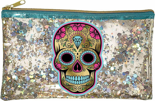 Spoontiques Sugar Skull Glitter Cosmetic Bag