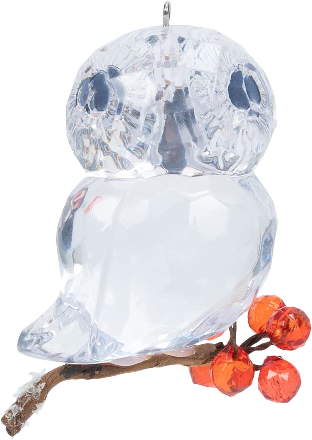 Ganz ACRYX-237 Winter Owl Ornament, 3-inch Height, White and Red