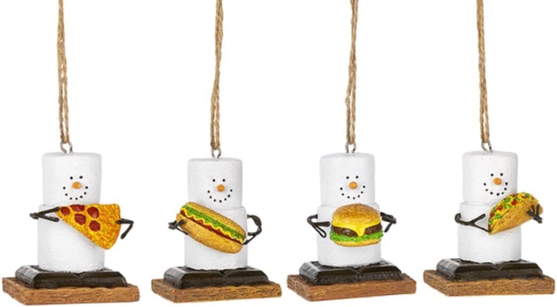 Ganz S'mores Foods Pizza Burger Hot Dog Taco Christmas Ornaments Set of 4