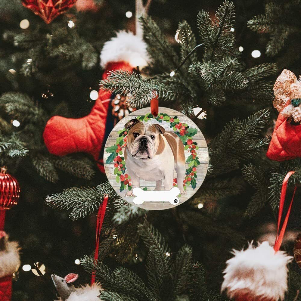 Bulldog Ornament - E&S Pets - DIY Personalizable, Ceramic Round Ornament