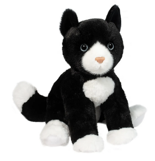 Douglas Beckie Soft Black & White Cat Plush Stuffed Animal, 10"