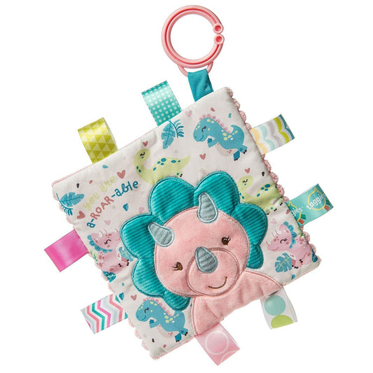 Taggies Crinkle Me Baby Paper Squeaker Soft Toy, 6.5", Aroar-a-Saurus Pink Dino