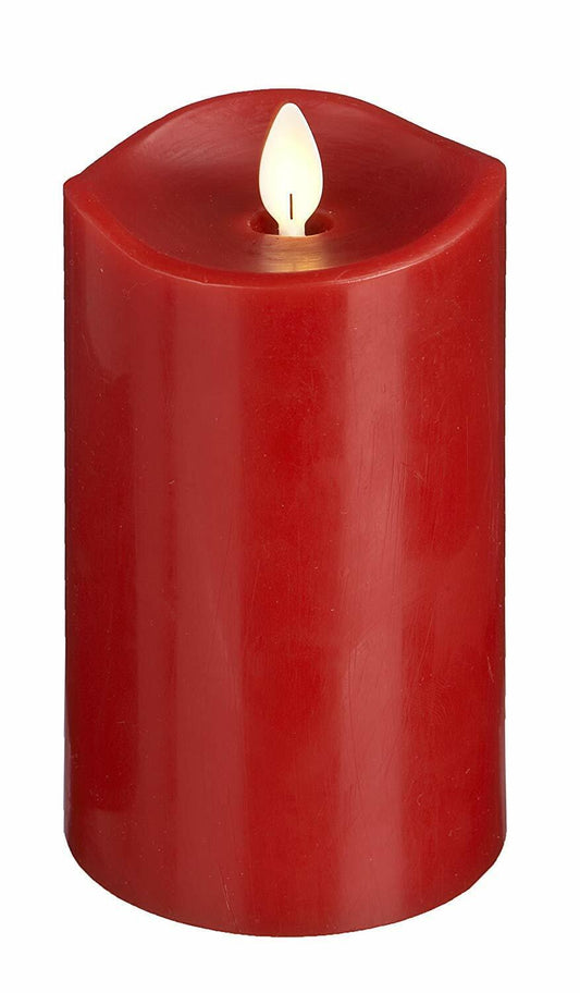 Luxury Lite Home Decor Flameless LED Wax Pillar Candle , Red, 3 x 6"
