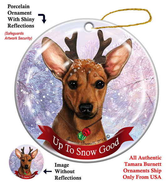 Holiday Red Chiweenie Reindeer Dog Porcelain Christmas Ornament