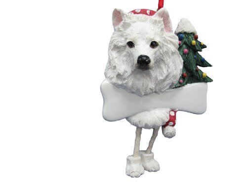 American Eskimo Ornament "Dangling Legs" Hand Painted and Easily Personalized