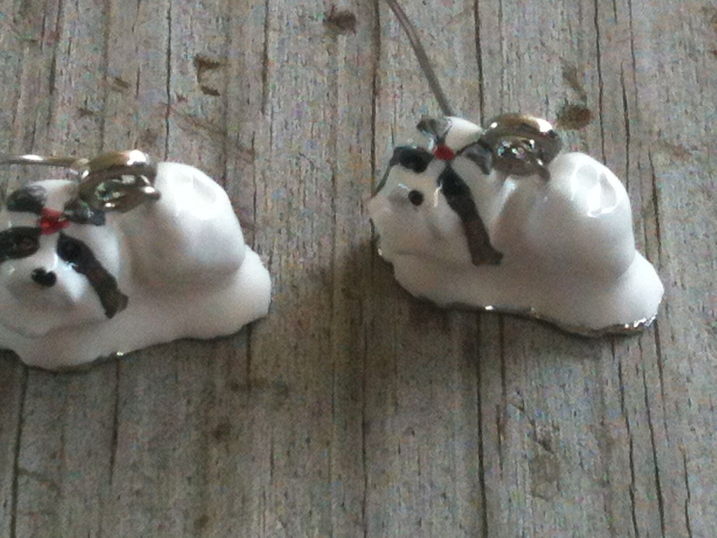 3-D Shih Tzu Dog Enameled Earrings