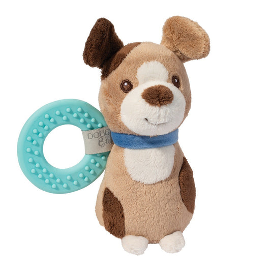 Douglas Baby Zeke Puppy Playtivity Plush Rattle and Teether, 6" Tall
