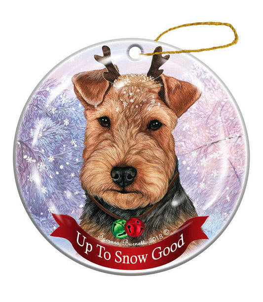 Holiday Pet Gifts Black and Tan Welsh Terrier Porcelain Christmas Ornament