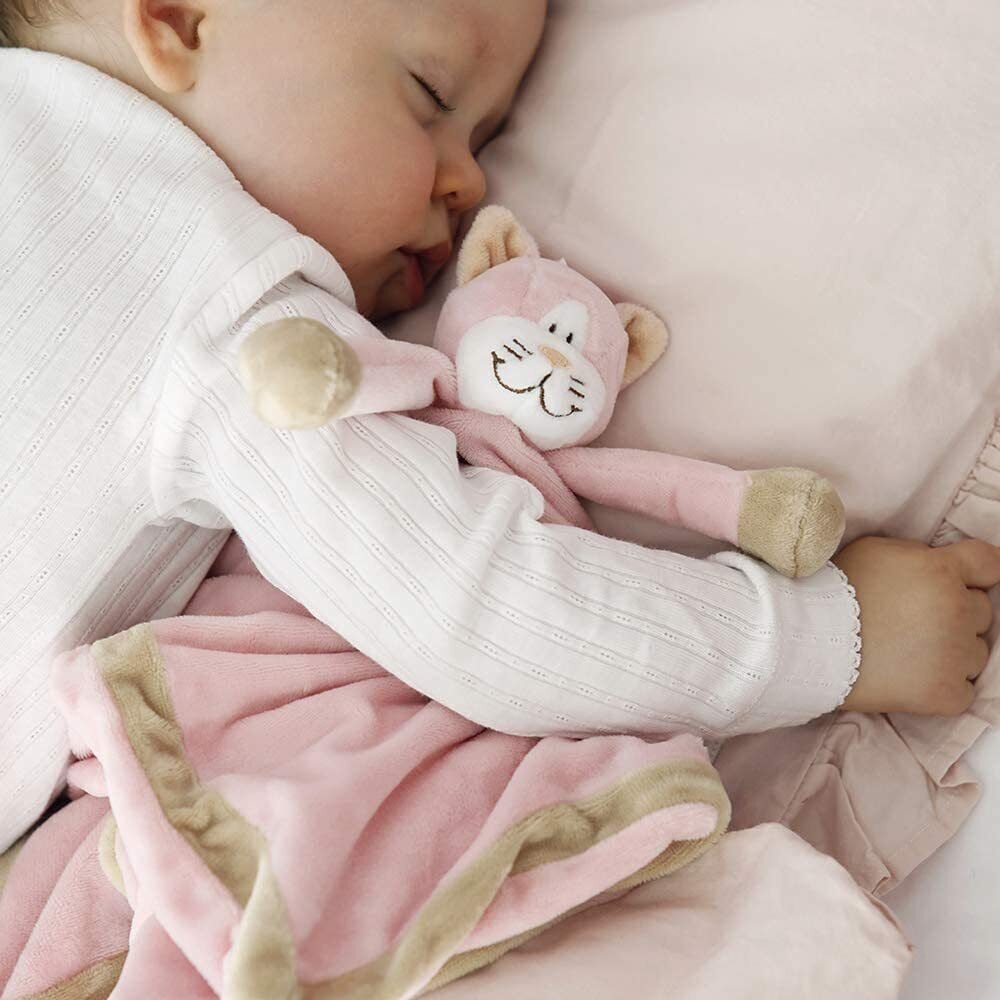 Teddykompaniet Diinglisar Pink Cat Plush Fleece Baby Blanket Snuggler, 13"