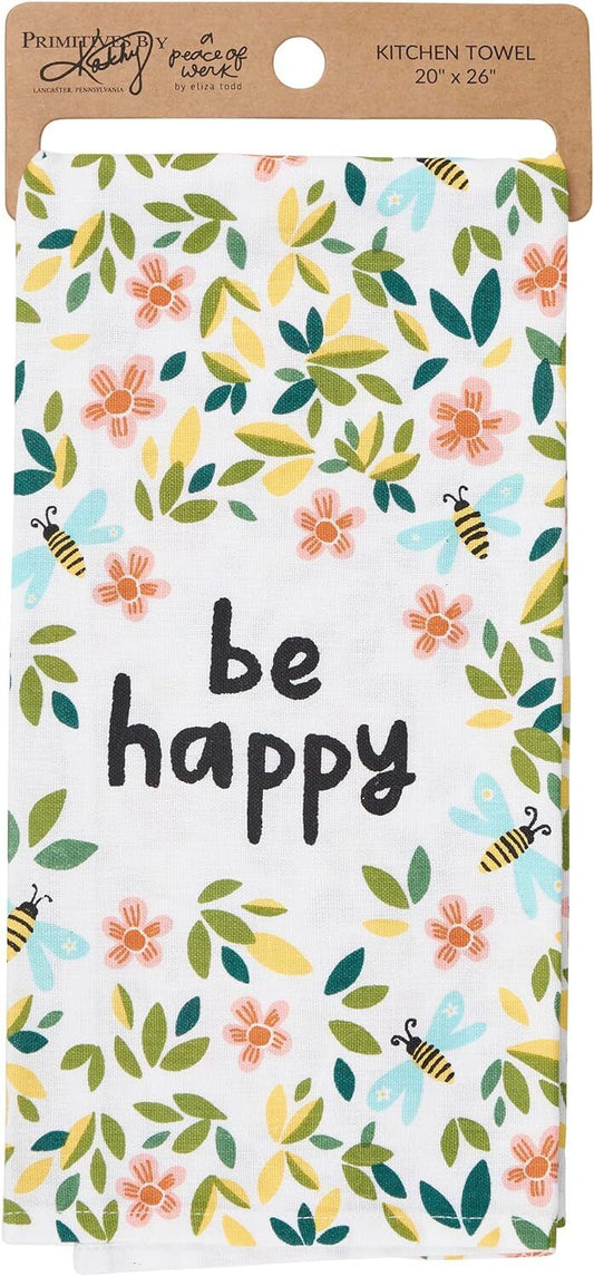 Primitives by Kathy Kitchen Towel - Be Happy, 26"