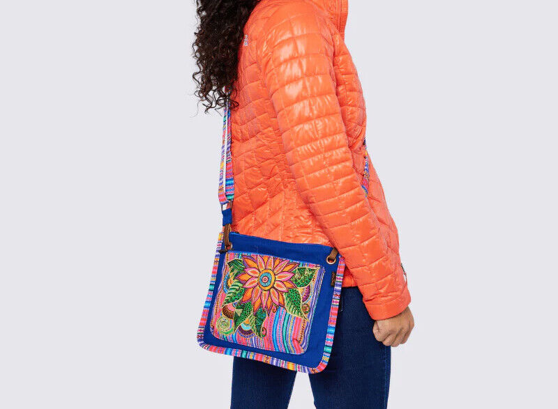 Laurel Burch Celestial Magic Sun Moon Large Crossbody Bag, 12” x 2.5” x 12.5”