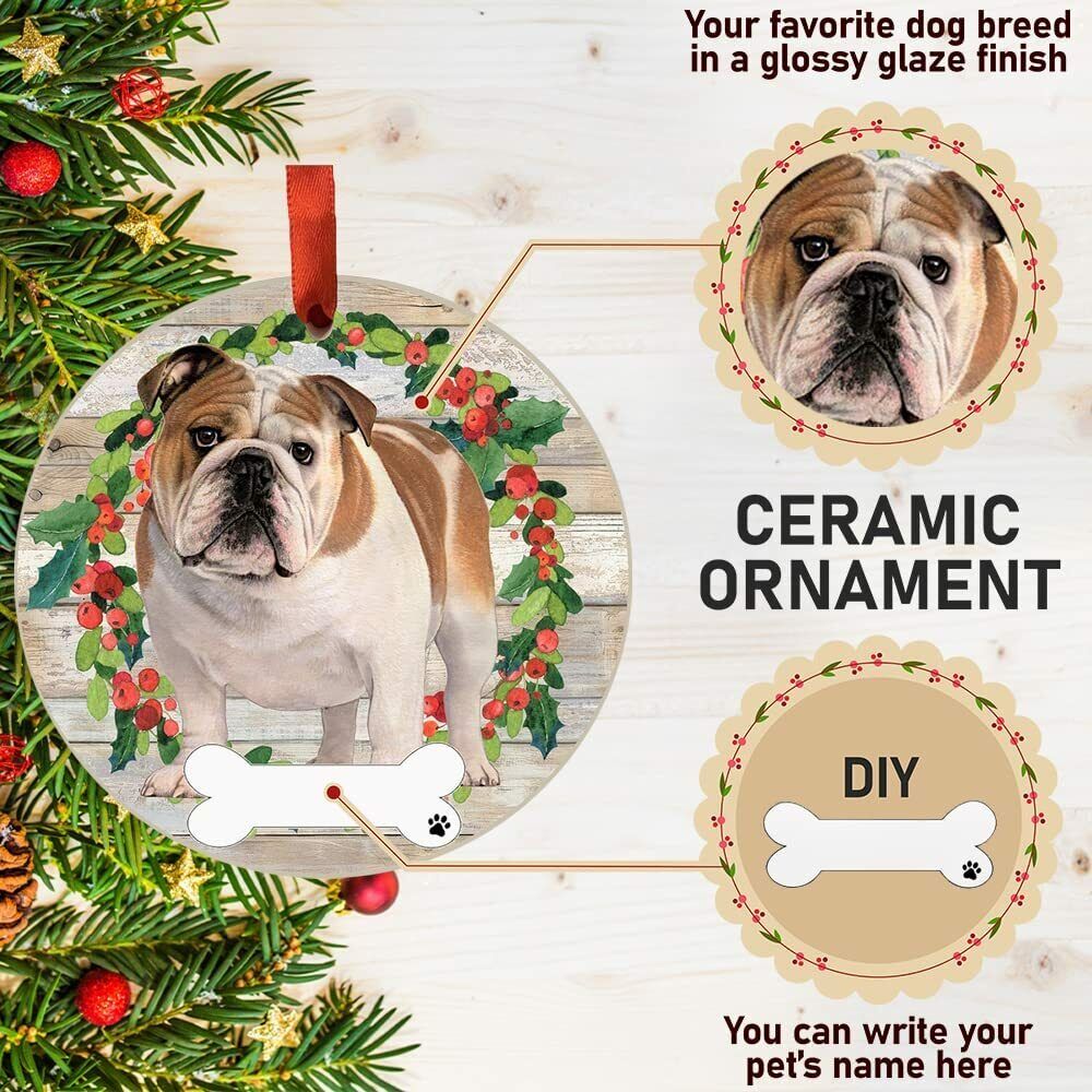 Bulldog Ornament - E&S Pets - DIY Personalizable, Ceramic Round Ornament