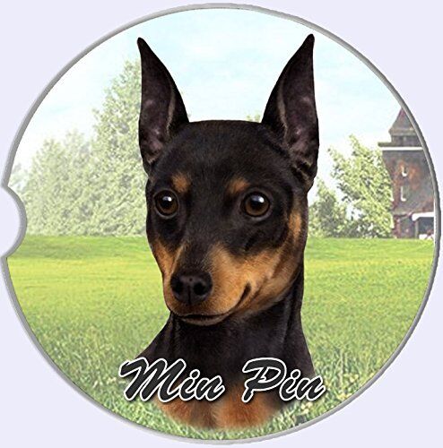 ES Pets Absorbent Stoneware Car Cup Holder Coaster, Miniature Pinscher