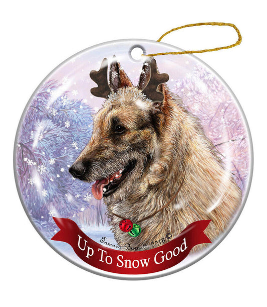 Holiday Pet Gifts Belgian Laekenois Reindeer Dog Porcelain Christmas Ornament