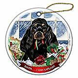 Cocker Spaniel Black/Tan Porcelain Ornament Pet Gift 'Santa I Can Explain!'