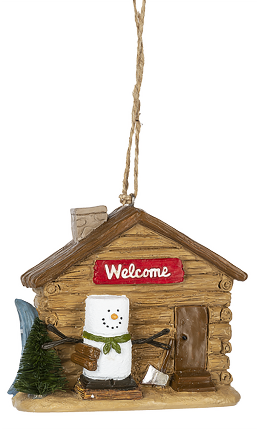 Ganz S'mores Welcome to Our Cabin Ornament, Polyresin, 3" Height (MX181798)