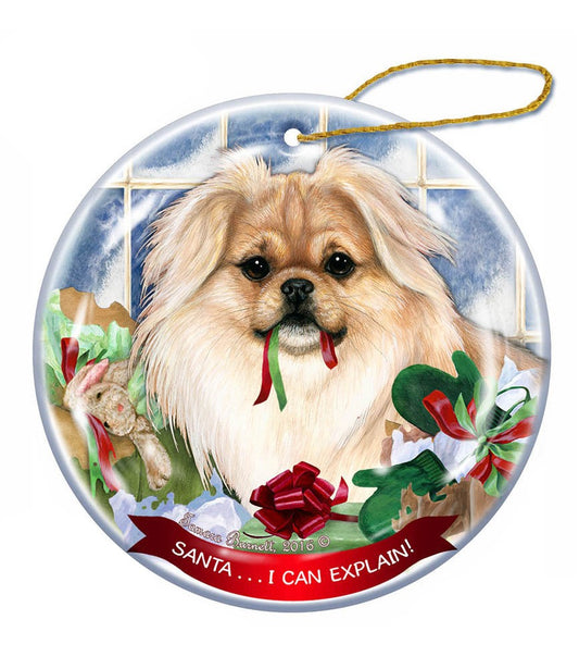 Tibetan Spaniel Cream Dog Porcelain Ornament Pet Gift 'Santa. I Can Explain!'
