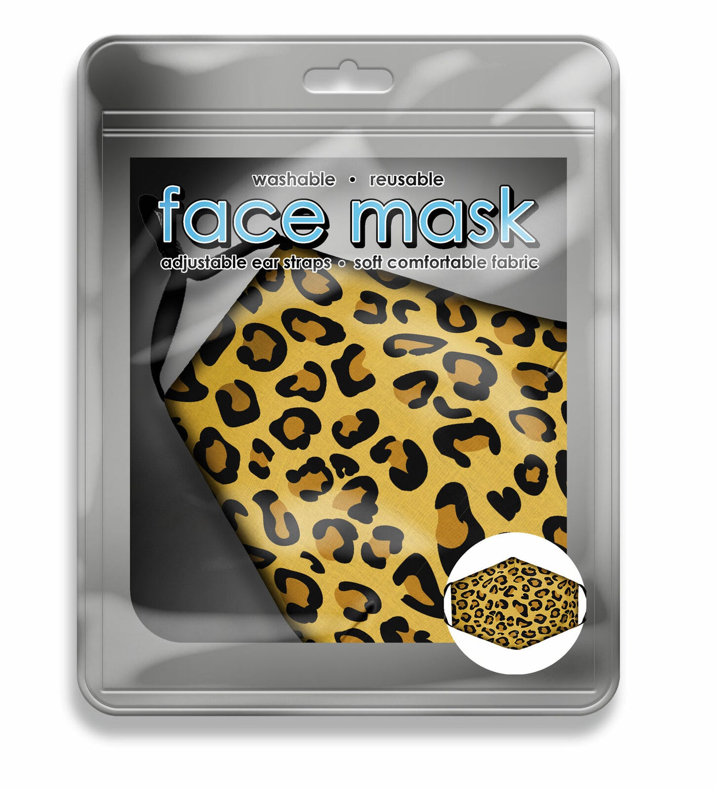 Spoontiques Fun Face Mask, Washable, Reusable, Adjustable Ear Straps -Leopard