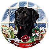 American Black Lab Dog Porcelain Ornament Pet Gift 'Santa. I Can Explain!'