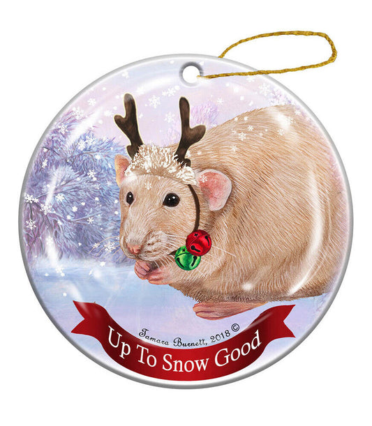 Holiday Pet Gifts Rat Beige Solid Porcelain Christmas Ornament