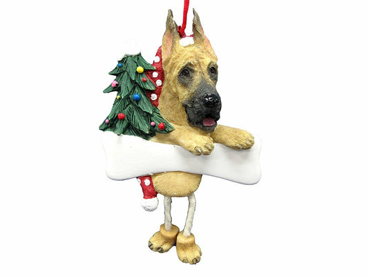 Great Dane Ornament with "Dangling Legs" Hand Painted and Easily Personalized