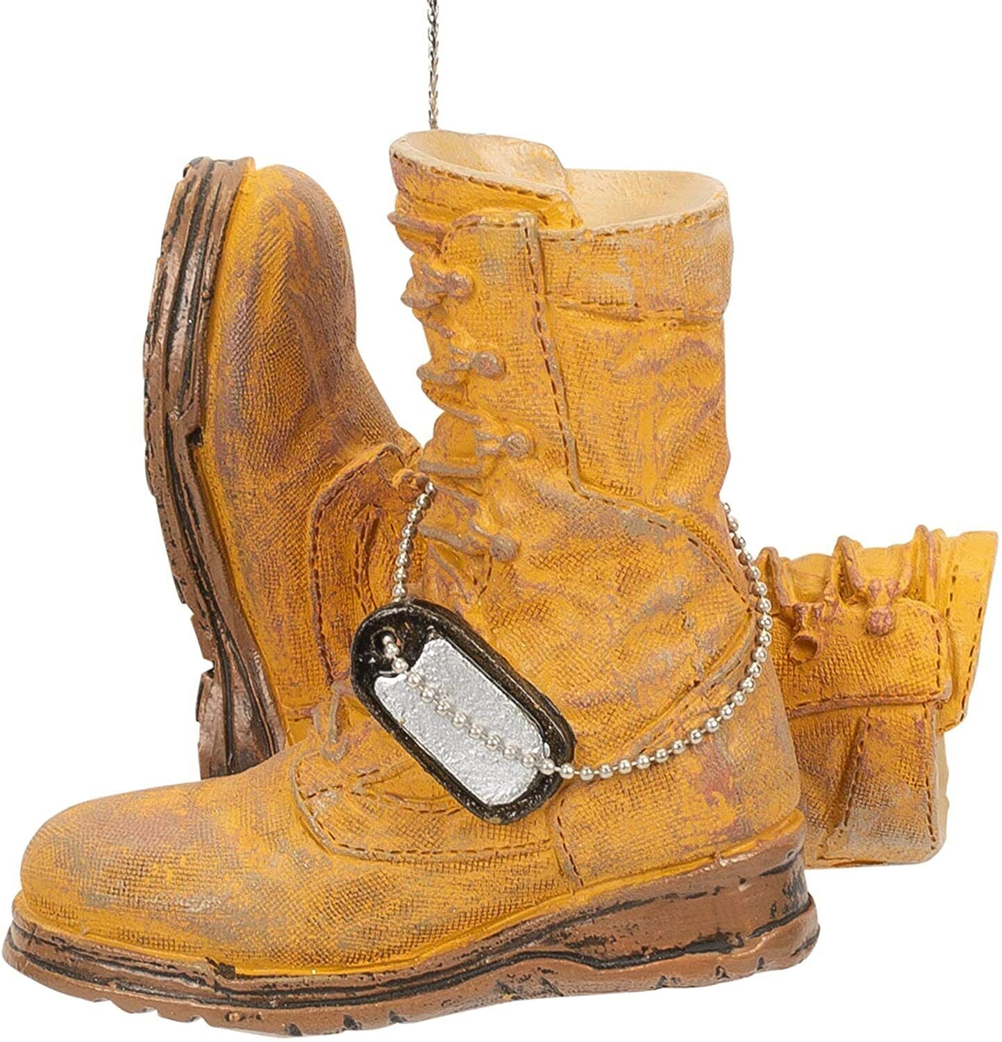 Midwest-CBK Army Boot Military Brown Resin Stone Decorative Hanging Ornament