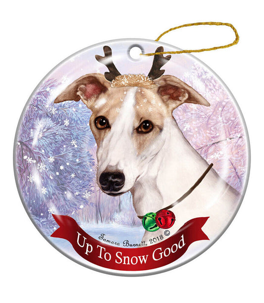 Holiday Pet Gifts Tan Whippet Porcelain Christmas Ornament