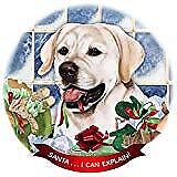 English White Lab Dog Porcelain Ornament Pet Gift 'Santa. I Can Explain!'