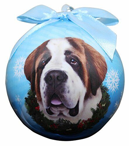 "Saint Bernard Christmas Ornament" Shatter Proof Ball Easy To Personalize