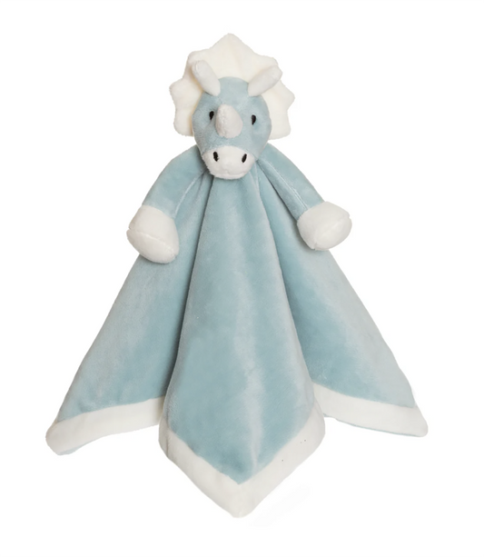 Teddykompaniet Light Blue Dino Dinosaur Plush Fleece Baby Blanket Snuggler, 13"