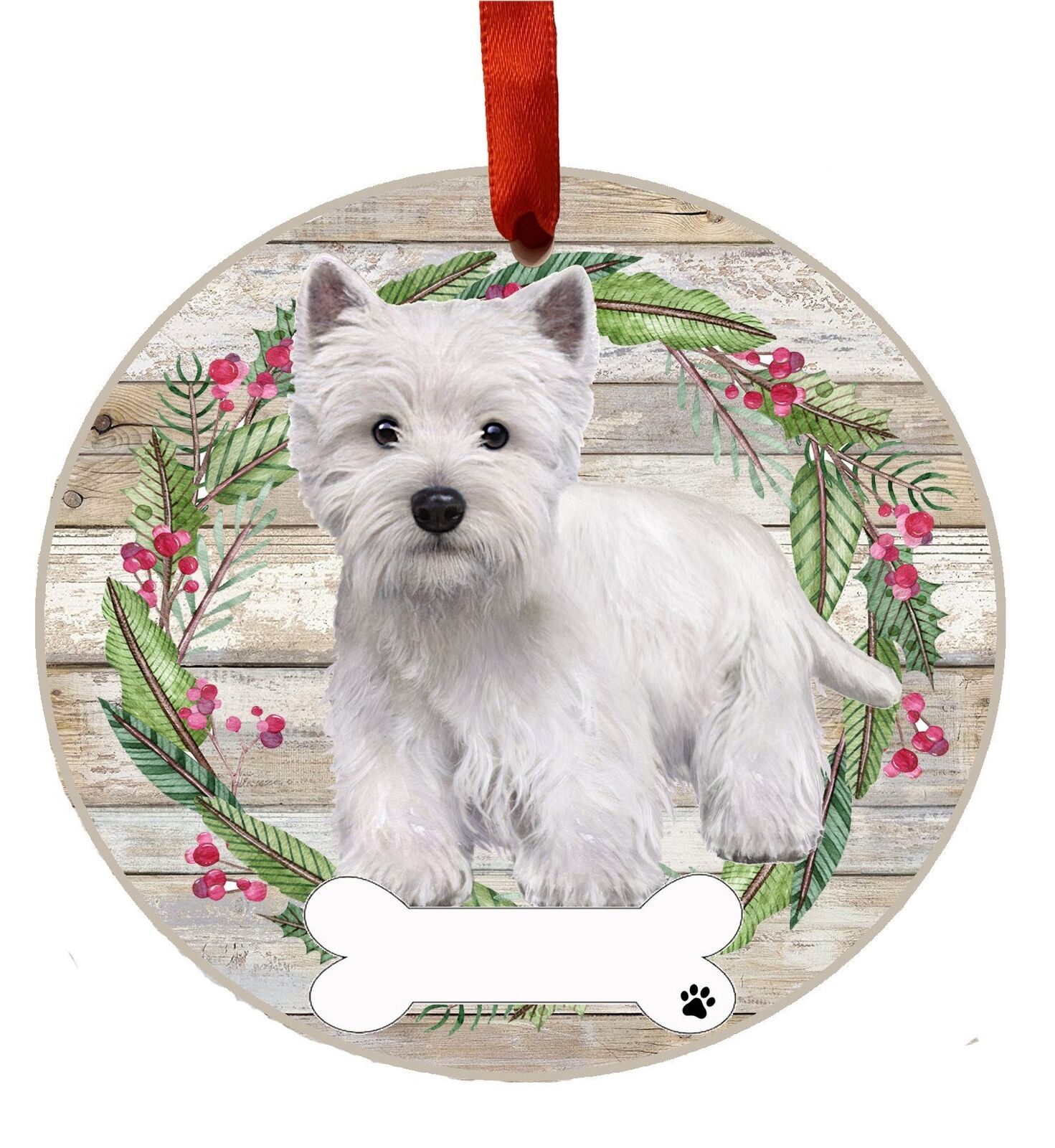 Westie Ornament - E&S Pets, DIY Personalizable, Ceramic Round Ornament