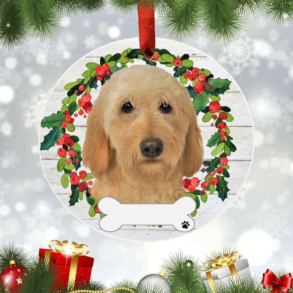 Labradoodle Ornament - E&S Pets, DIY Personalizable, Ceramic Round Ornament