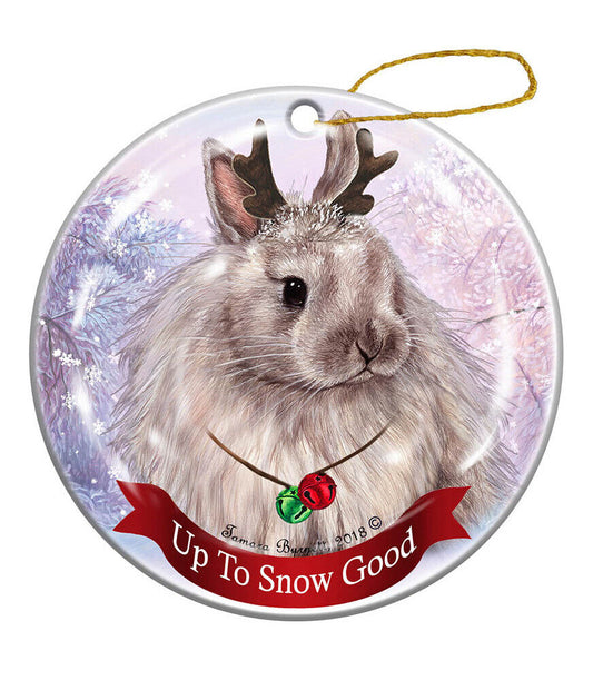 Holiday Pet Gifts Jersey Wooley Rabbit Porcelain Christmas Ornament