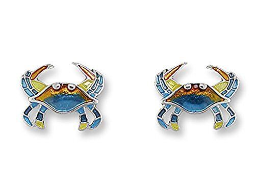 Paul Doolin Silver Plated Blue Crab Post Earrings