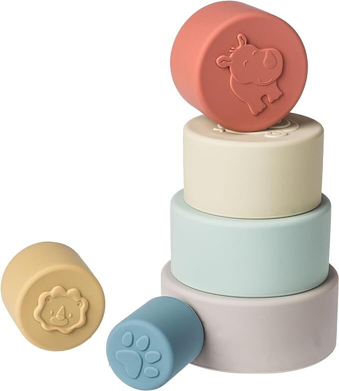 Mary Meyer Baby Toddler Toys Simply Silicone Stacking Cups for 6+ Months,11"