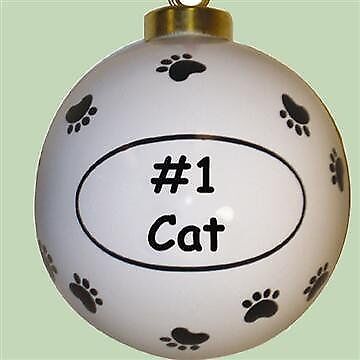 Round Ceramic Christmas Ornament "#1 Cat"