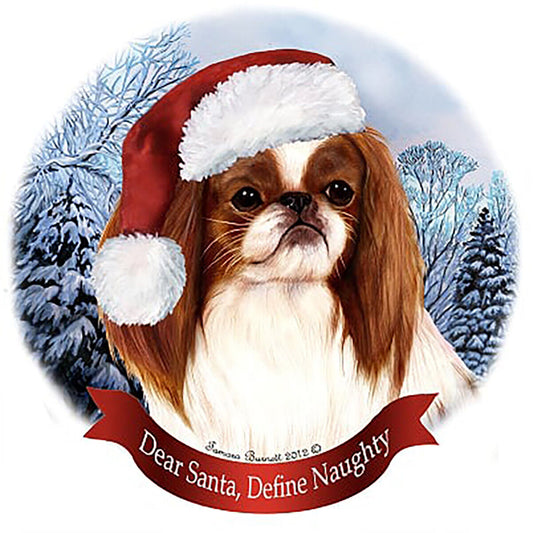Holiday Pet Gifts Japanese Chin (Red & White) Santa Hat Dog Porcelain Ornament