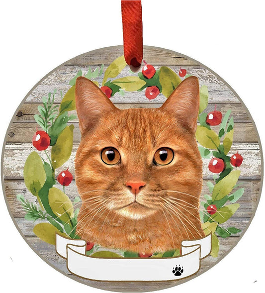 Orange Tabby Cat Ornament - E&S Pets - Personalizable, Ceramic Round Ornament