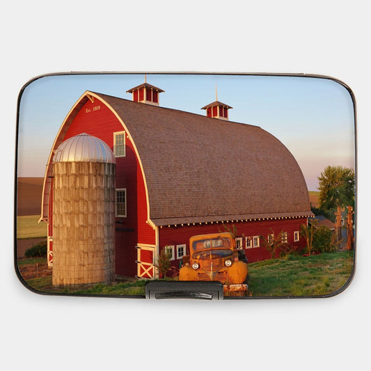 Red Barn and Old Truck RFID Armored Credit Card and Cash Wallet