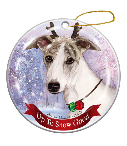 Holiday Pet Gifts Whippet Fawn Brindle Porcelain Christmas Ornament