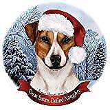 Holiday Pet Gifts Rat Terrier Tan/White Uncropped Santa Hat Porcelain Ornament