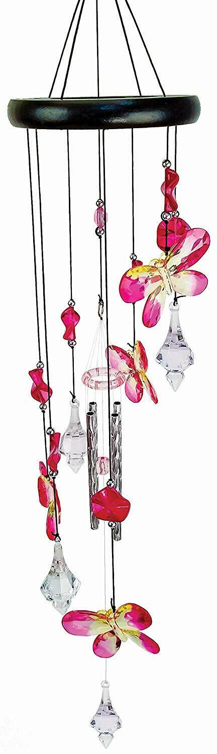 Spoontiques Pink Butterflies Wind Chime